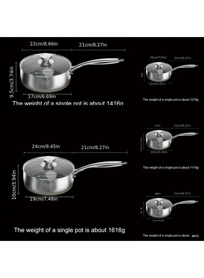 Japanese Style Flat Bottom Pot 2 0L 316 Stainless Steel Non Stick Saucepan With Glass Lid Induction Compatible - Image 3